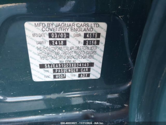 2003 JAGUAR X-TYPE SAJEA51D03XD34143 Photo 8