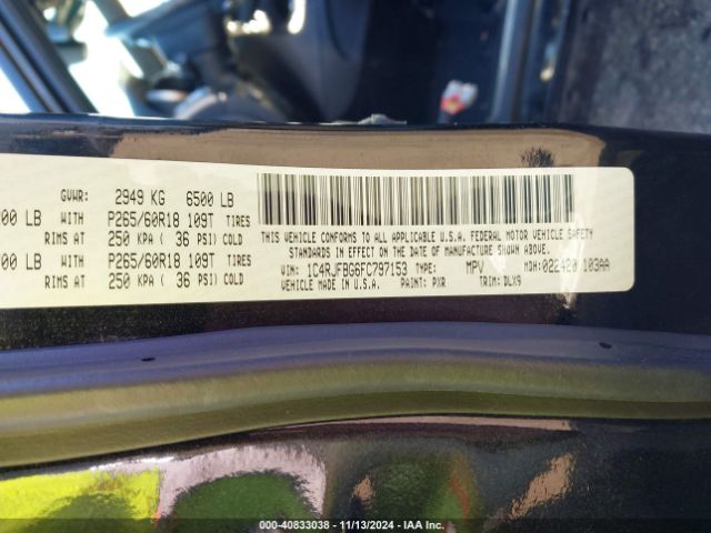 1C4RJFBG6FC797153 Jeep Grand Cherokee Limited