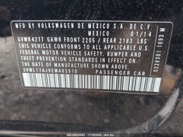 3VWL17AJ9EM403910 Volkswagen Jetta 1.8t Sel