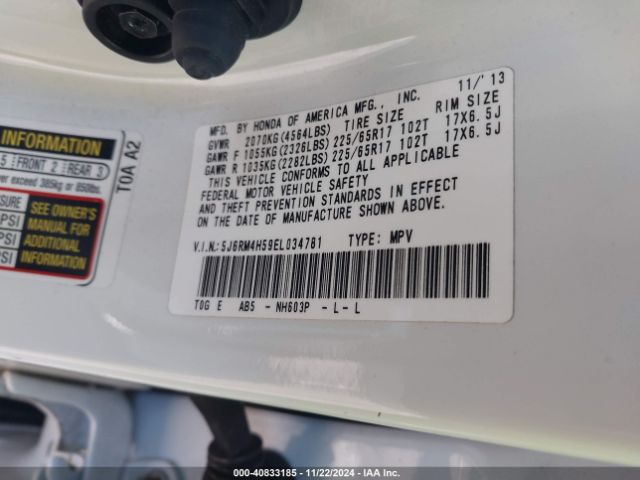 5J6RM4H59EL034781 Honda CR-V EX
