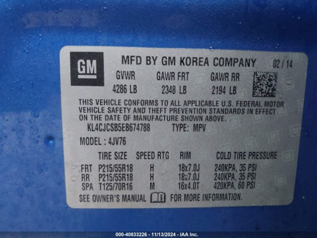 KL4CJCSB5EB674788 Buick Encore Leather