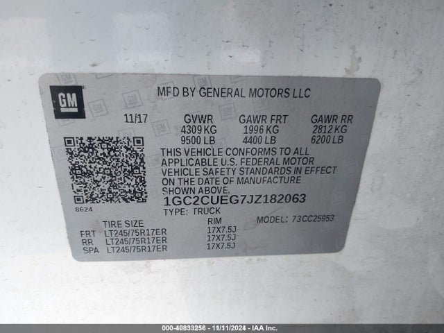 1GC2CUEG7JZ182063 Chevrolet l96 - e85 max, iron