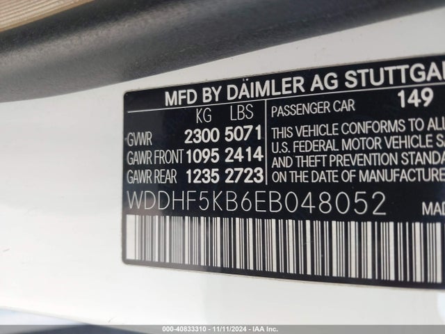 Mercedes-Benz E 350 2014 WDDHF5KB6EB048052 Image 9