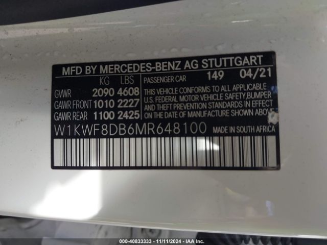W1KWF8DB6MR648100 Mercedes-Benz C 300 Sedan