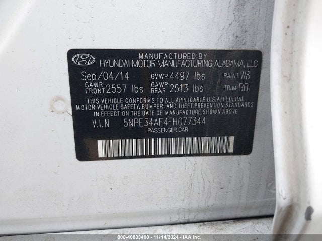 5NPE34AF4FH077344 Hyundai Sonata Sport