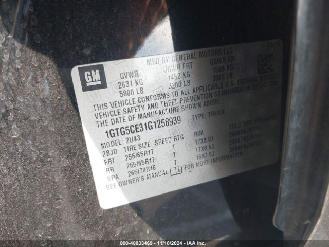 1GTG5CE31G1258939 GMC CANYON SLE