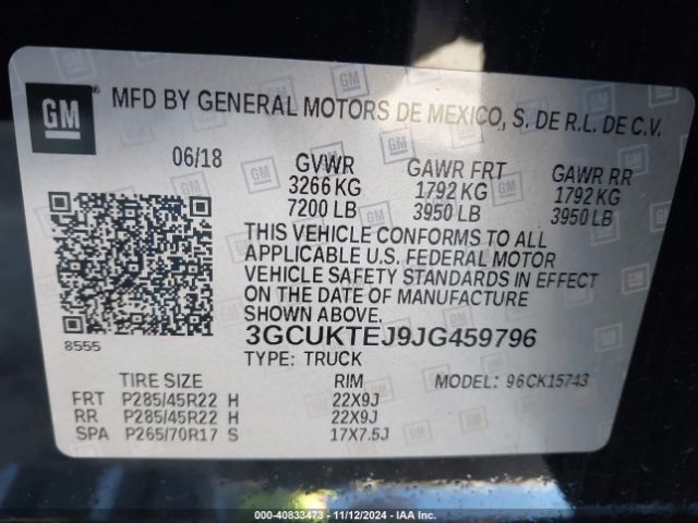 3GCUKTEJ9JG459796 Chevrolet Silverado 1500 High Country