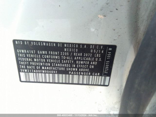 3VW217AU0FM004892 Volkswagen Golf Tsi Se 4-door