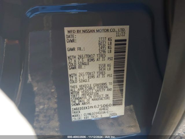 1N6ED1EK1PN625060 Nissan Frontier Pro-4x 4x4