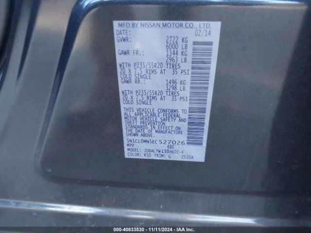 5N1CL0MN5EC527026 Infiniti Qx60 Hybrid