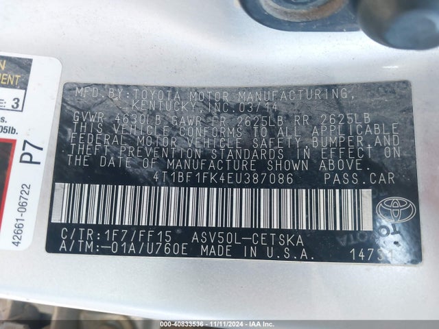 Toyota CAMRY SE 2014 4T1BF1FK4EU387086 Image 9