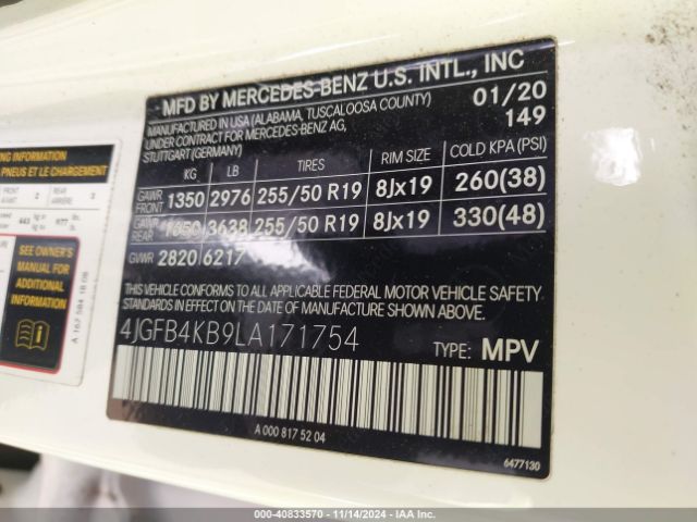 4JGFB4KB9LA171754 Mercedes-Benz Gle 350 4matic