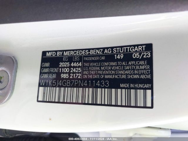 W1K5J4GB7PN411433 Mercedes-Benz Cla 250 Coupe