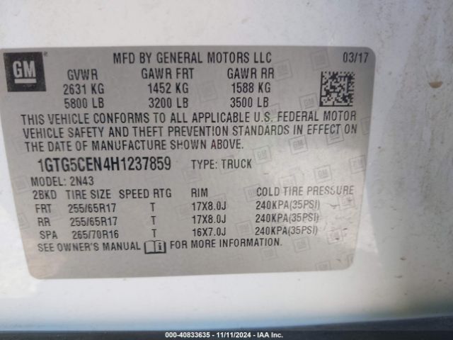1GTG5CEN4H1237859 GMC CANYON SLE