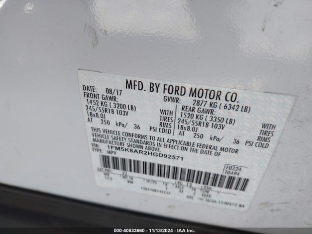 1FM5K8AR2HGD92571 Ford Utility Police Interceptor