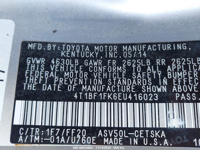Toyota CAMRY SE 2014 4T1BF1FK6EU416023 Image 9