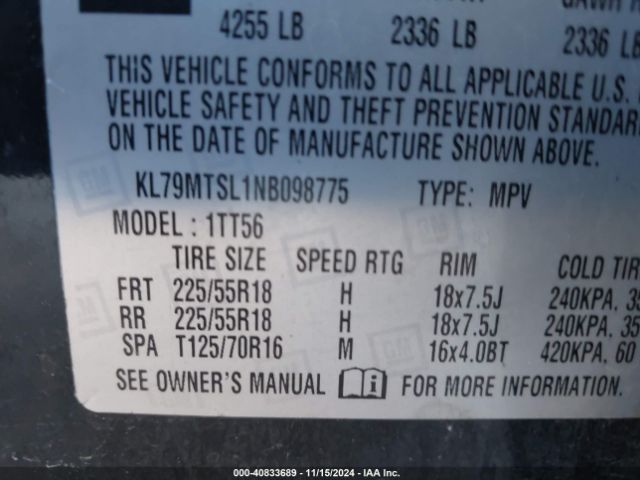 KL79MTSL1NB098775 Chevrolet Trailblazer Fwd Rs