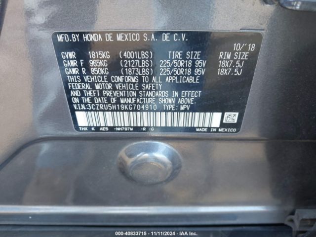 3CZRU5H19KG704910 Honda HR-V SPORT