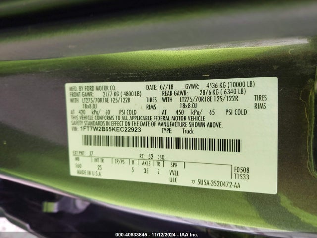 Ford F-250 Xlt 2019 1FT7W2B65KEC22923 Image 9