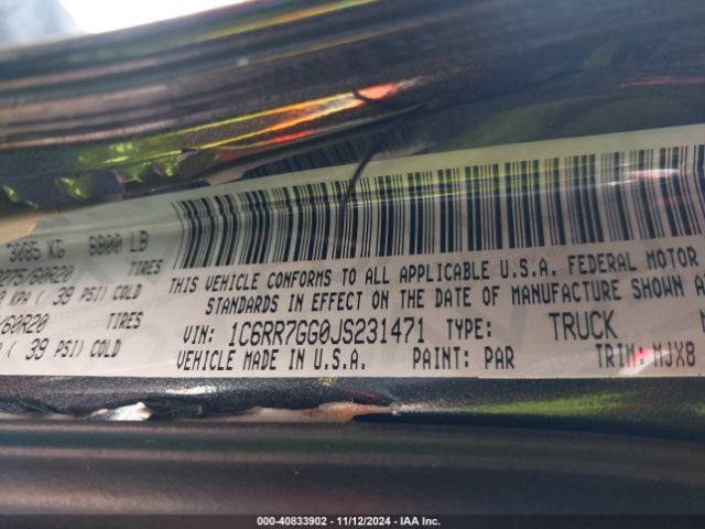 1C6RR7GG0JS231471 RAM 1500 Big Horn  4x4 6'4 Box