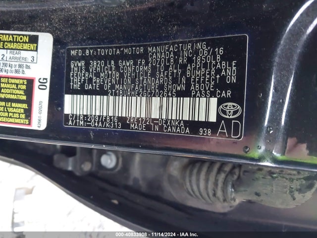 Toyota COROLLA LE 2016 2T1BURHE2GC702645 Image 9