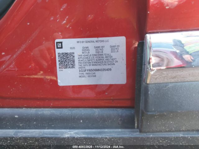 1G1FY6S06M4105409 Chevrolet Bolt Ev Fwd Lt