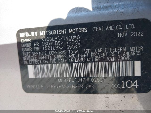 2023 MITSUBISHI MIRAGE G4 ML32FUFJ4PHF02526 Photo 8