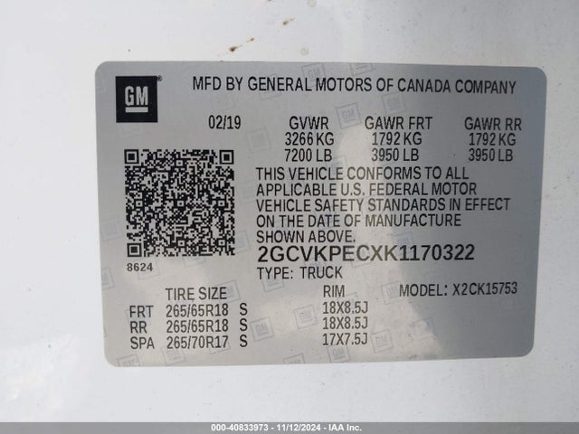 Chevrolet Silverado 1500 Ld Lt 2019 2GCVKPECXK1170322 Image 9