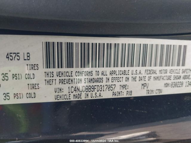 1C4NJDBB9FD317057 Jeep Compass Sport