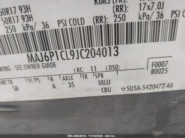 MAJ6P1CL9JC204013 Ford Ecosport Ses