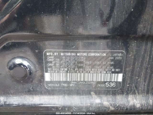 JA4AT5AA3LZ028501 Mitsubishi Eclipse Cross Sel 1.5t Awc