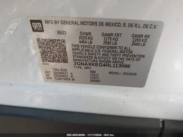 3GNAXKEG4RL113099 Chevrolet Equinox Fwd Lt