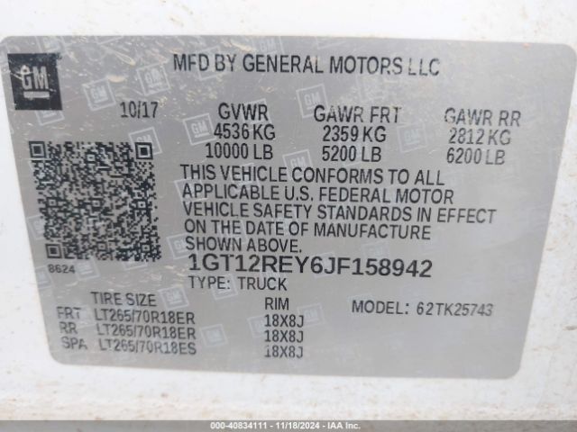 1GT12REY6JF158942 GMC SIERRA 2500HD