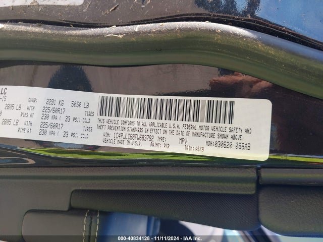 Jeep Cherokee Latitude 2015 1C4PJLCB8FW683792 Image 9