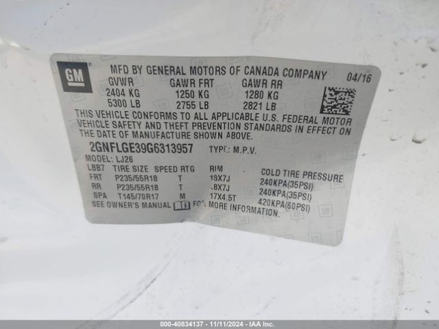 2GNFLGE39G6313957 Chevrolet Equinox Ltz