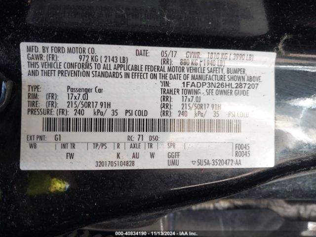 2017 FORD FOCUS 1FADP3N26HL287207 Photo 8