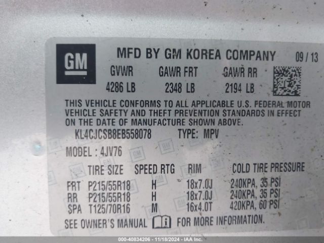 KL4CJCSB8EB558078 Buick Encore Leather