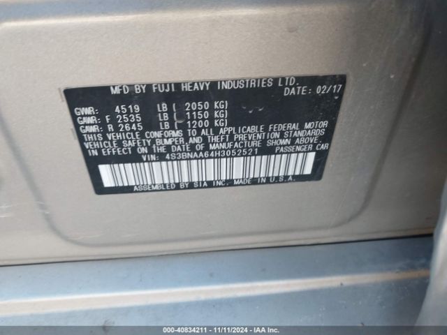 4S3BNAA64H3052521 Subaru Legacy 2.5i
