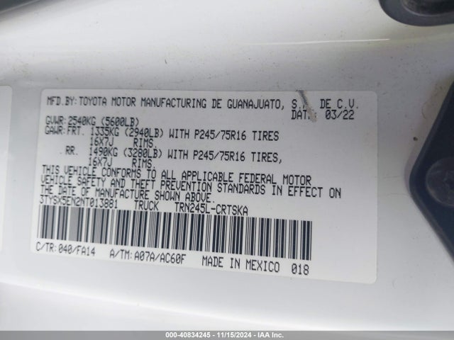 Toyota Tacoma Sr 2022 3TYSX5EN2NT013881 Image 9