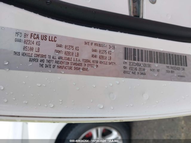 2C3CDXBG4JH281581 Dodge Charger Sxt Rwd