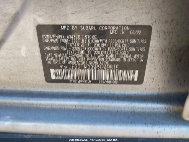 JF2GTACC6P9249816 Subaru Crosstrek Premium