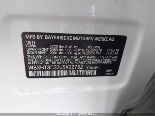 WBXHT3C33J5K22752 BMW X1 Xdrive28i