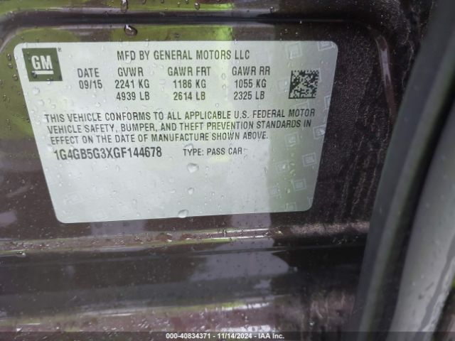 1G4GB5G3XGF144678 Buick Lacrosse Leather