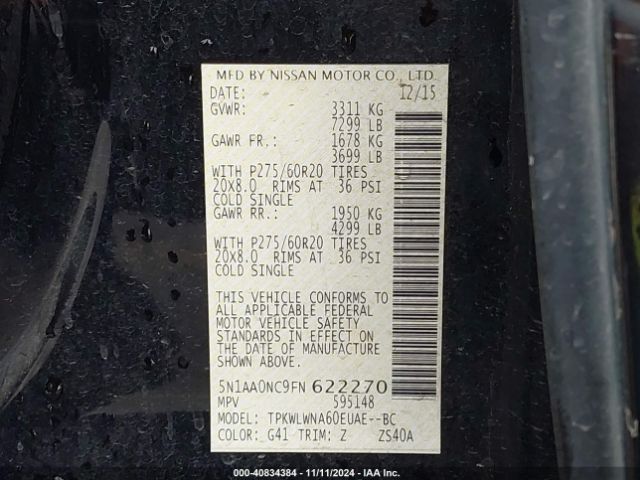 5N1AA0NC9FN622270 Nissan Armada Platinum
