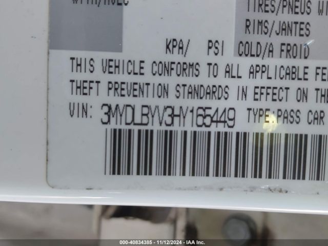 3MYDLBYV3HY165449 Toyota YARIS IA