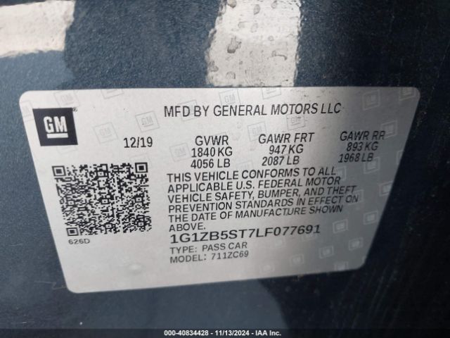 1G1ZB5ST7LF077691 Chevrolet Malibu Fwd Ls