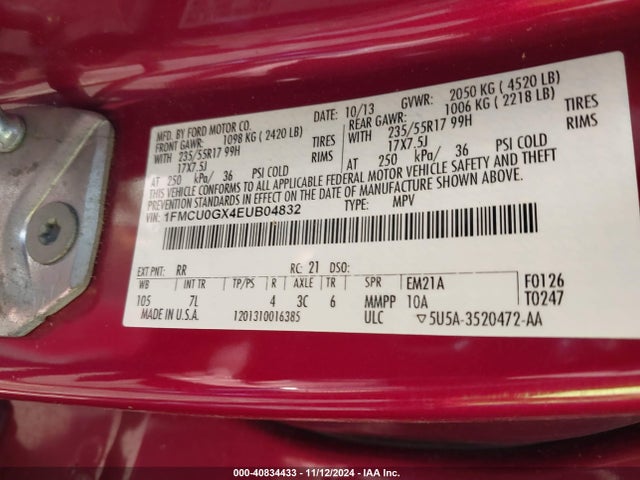 Ford ESCAPE SE 2014 1FMCU0GX4EUB04832 Image 9