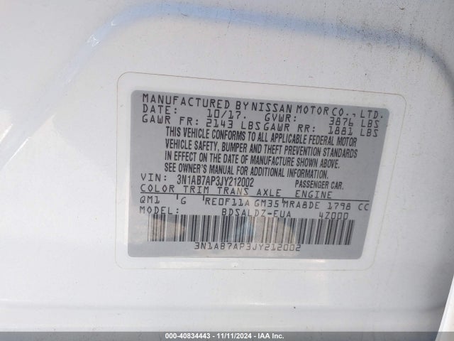 Nissan SENTRA SV 2018 3N1AB7AP3JY212002 Image 9