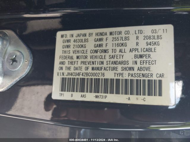 2011 ACURA TSX JH4CU4F42BC000276 Photo 8