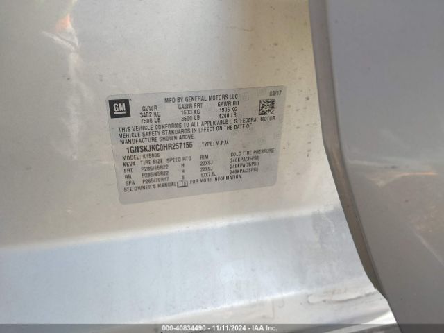 1GNSKJKC0HR257156 Chevrolet Suburban Premier